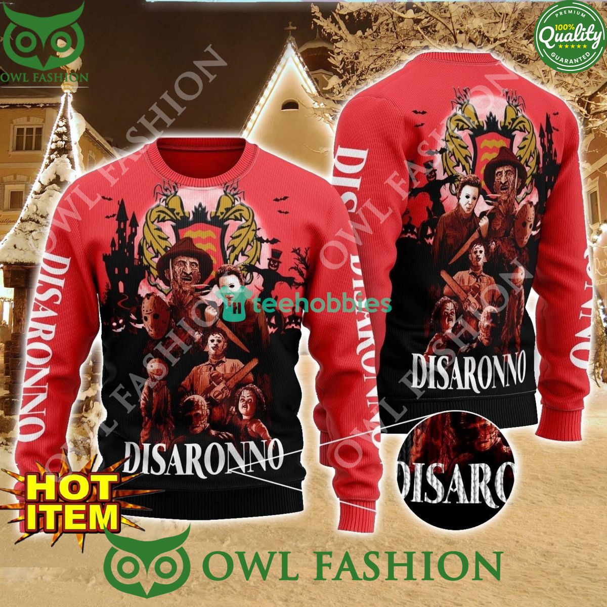 2024 Disaronno Horror Halloween Night Design Ugly - Adult & Kids T-Shirts, Sweatshirts & Hoodies apparel design preview 1