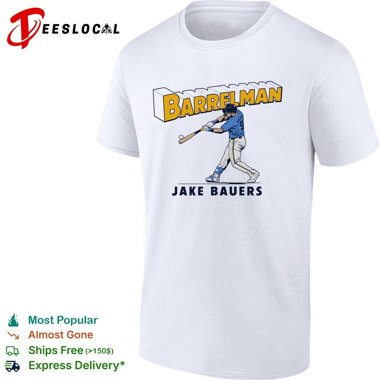 Jake Bauers Barrelman Baseball Player MLB - Adult & Kids T-Shirts, Sweatshirts & Hoodies apparel design preview 1