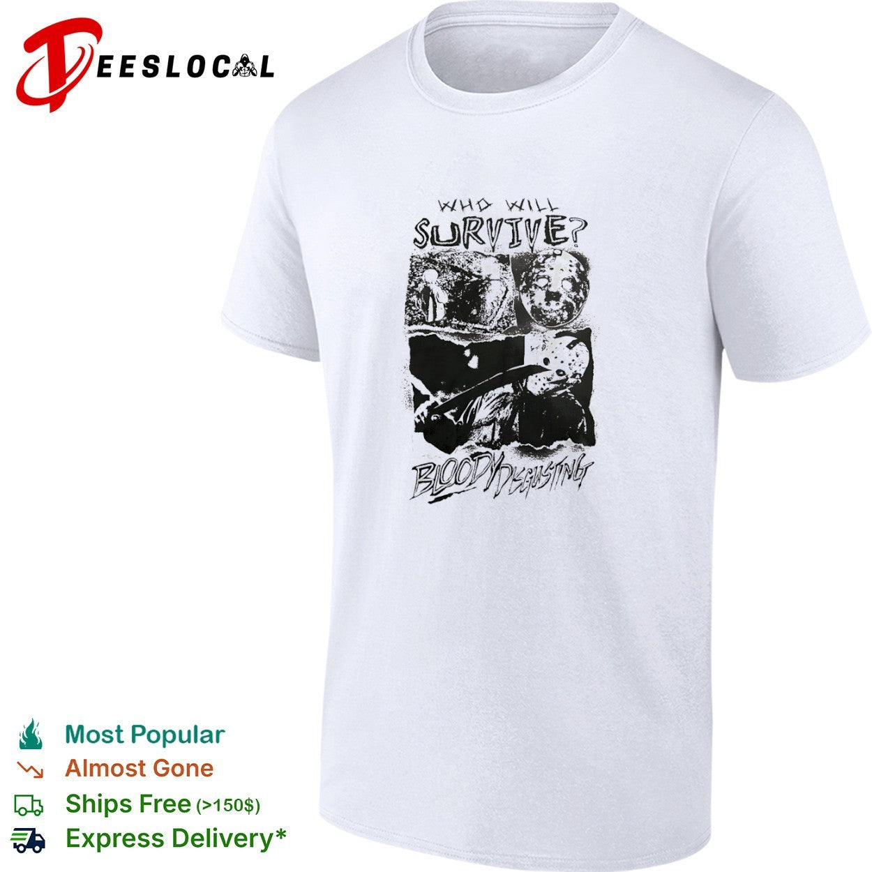 Jason Voorhees Friday the 13th Who Will Survive - Adult & Kids T-Shirts, Sweatshirts & Hoodies apparel design preview 1