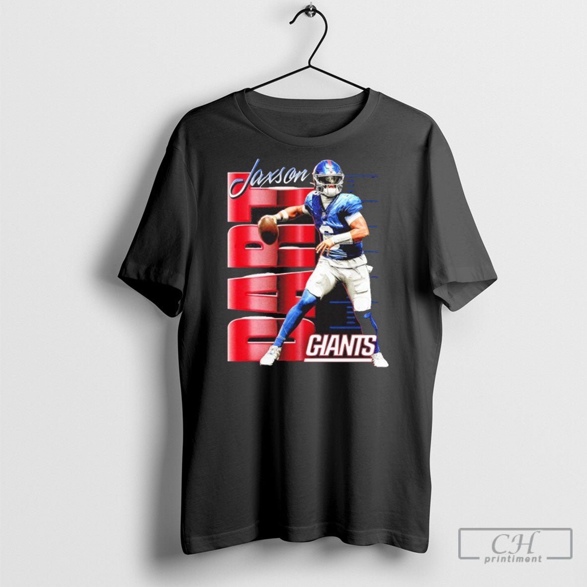 Jaxson Dart New York Giants Celebration Player T - Adult & Kids T-Shirts, Sweatshirts & Hoodies apparel design preview 1