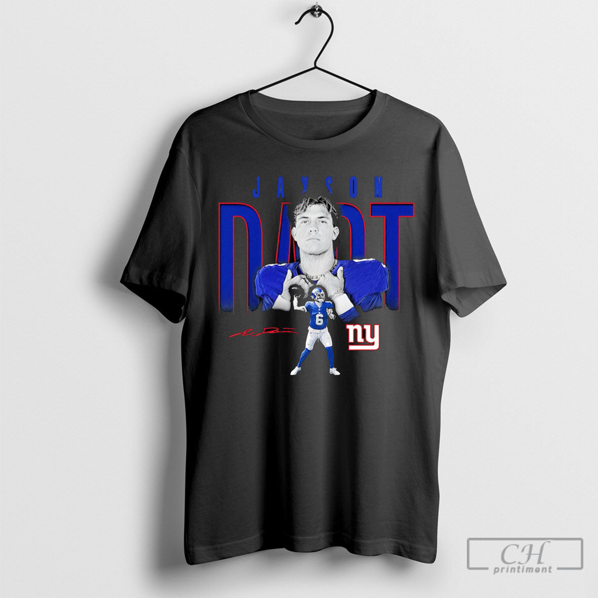 Jaxson Dart New York Giants Humble Shadow Player - Adult & Kids T-Shirts, Sweatshirts & Hoodies apparel design preview 1