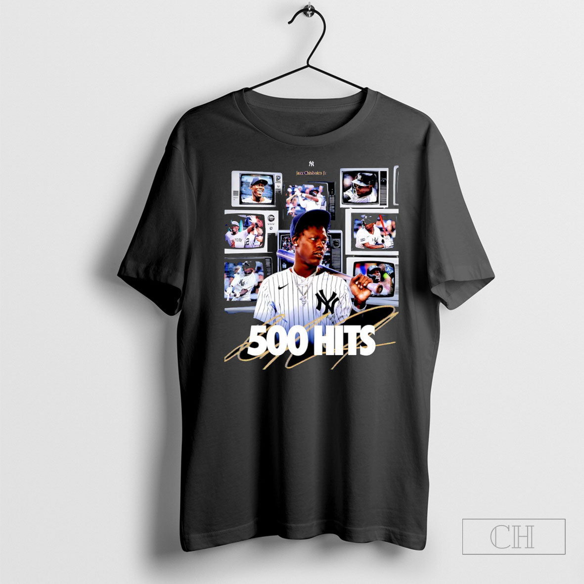 Jazz Chisholm Jr New York Yankees 500 Hits 2 Run - Adult & Kids T-Shirts, Sweatshirts & Hoodies apparel design preview 1