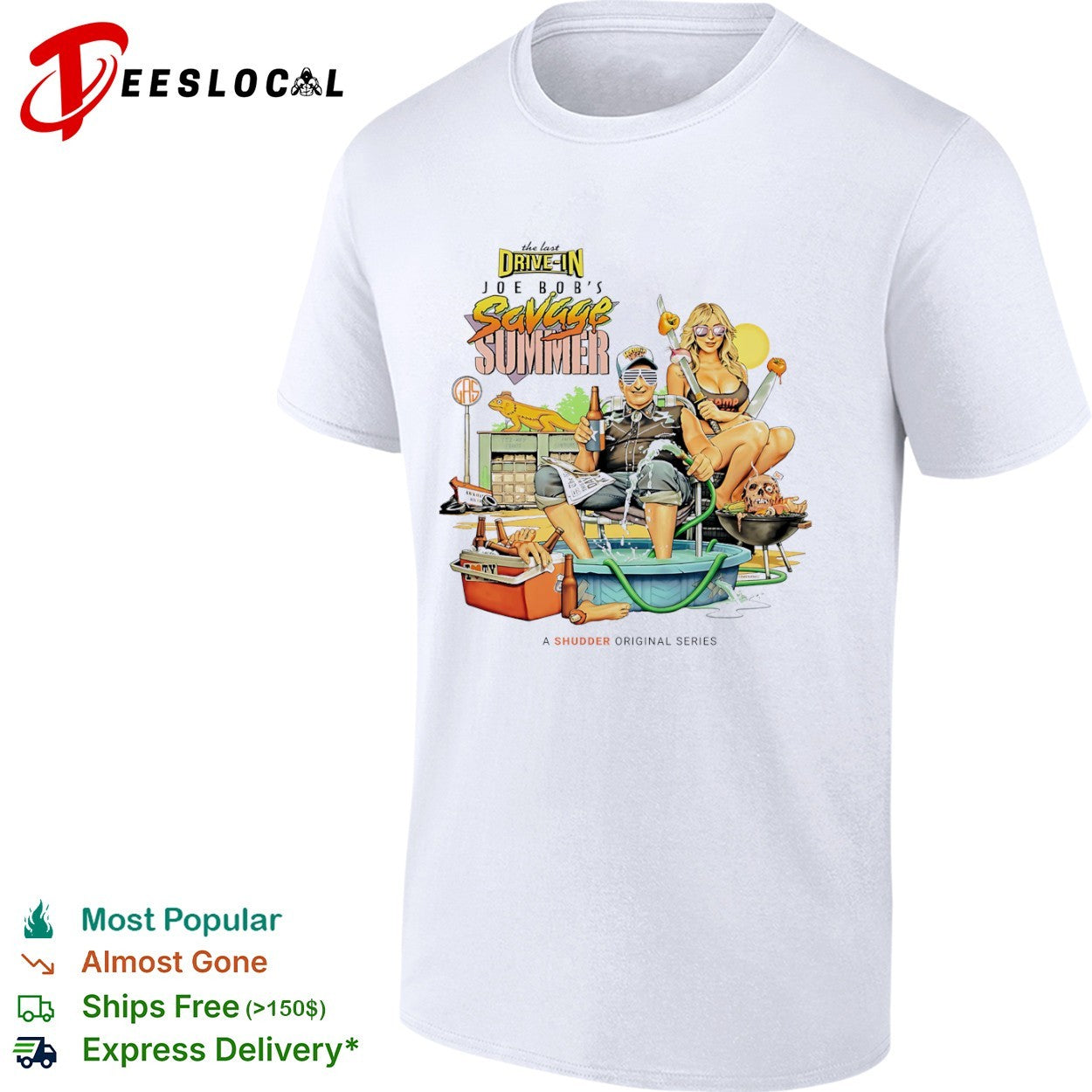 Joe Bob's The Last Drive-In Savage Summer Shudder - Adult & Kids T-Shirts, Sweatshirts & Hoodies apparel design preview 1