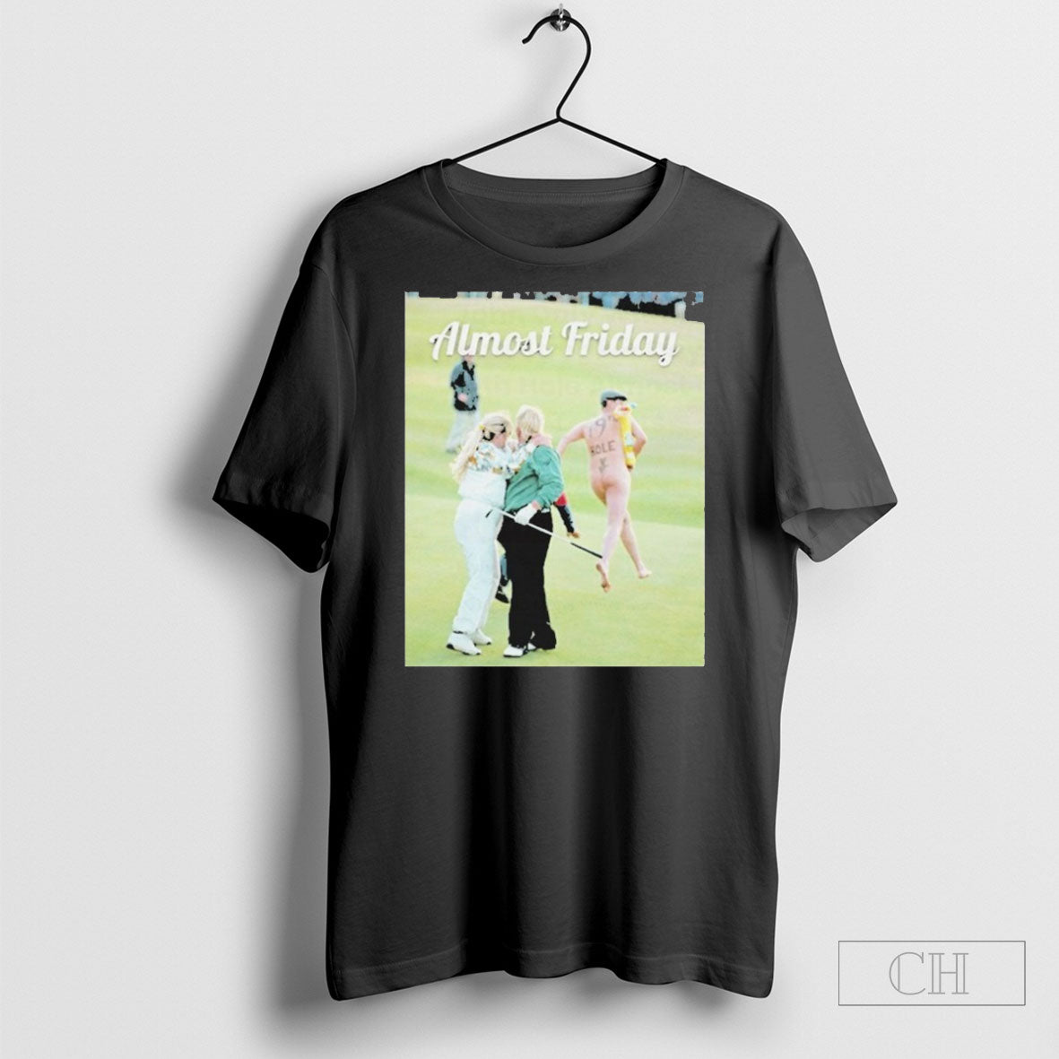 John Daly With Wife And Streaker Day 19th Hole Almost - Adult & Kids T-Shirts, Sweatshirts & Hoodies apparel design preview 1