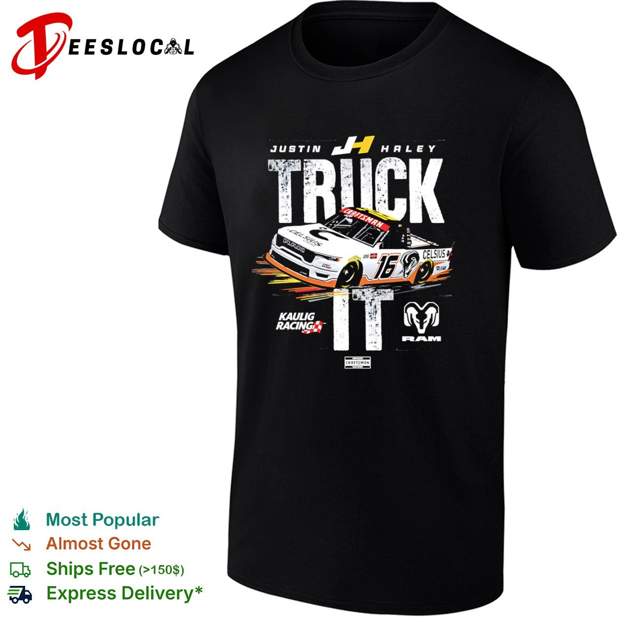 Justin Haley Kaulig Racing RAM truck it racecar - Adult & Kids T-Shirts, Sweatshirts & Hoodies apparel design preview 1