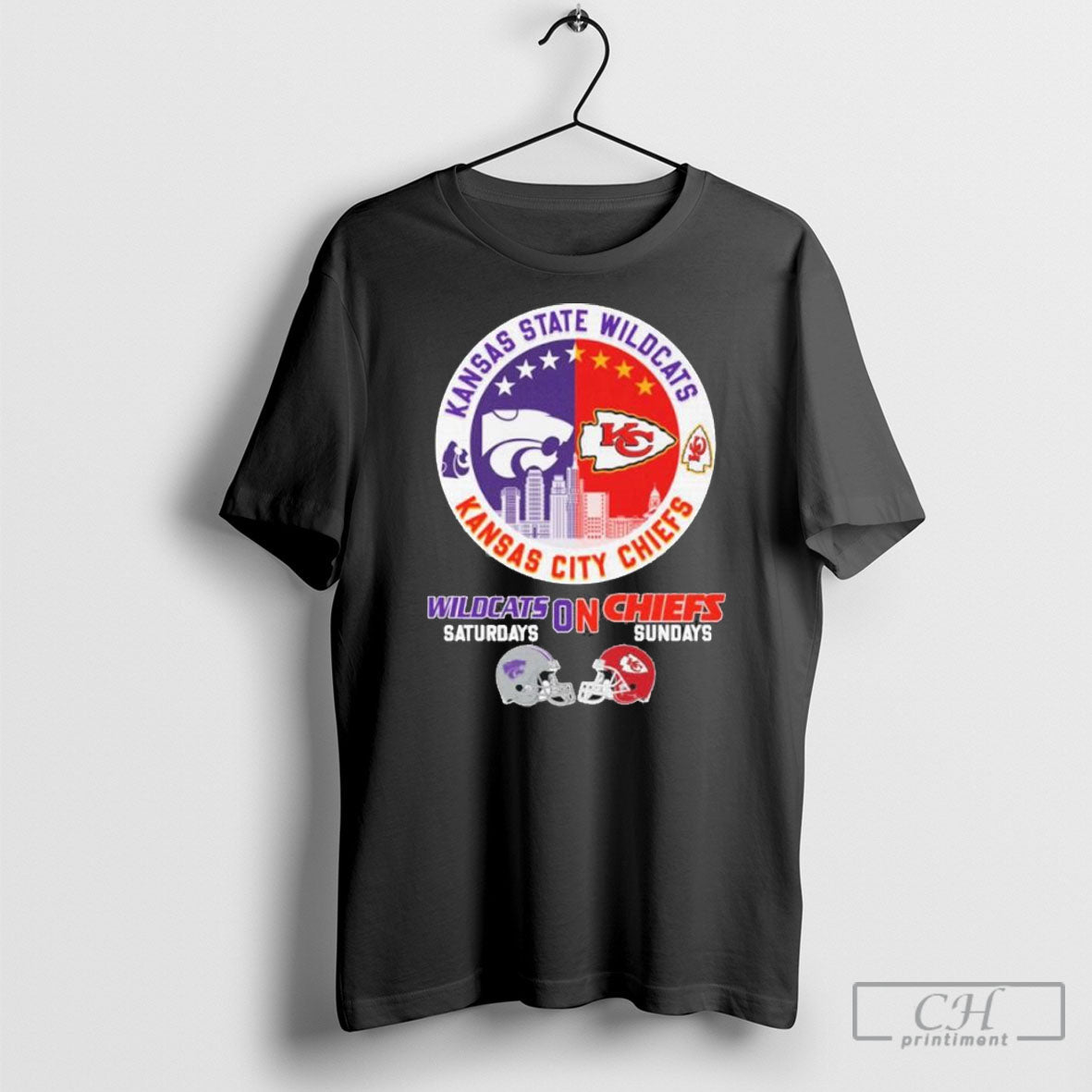 K State Wildcats On Saturdays And Chiefs Sundays - Adult & Kids T-Shirts, Sweatshirts & Hoodies apparel design preview 1