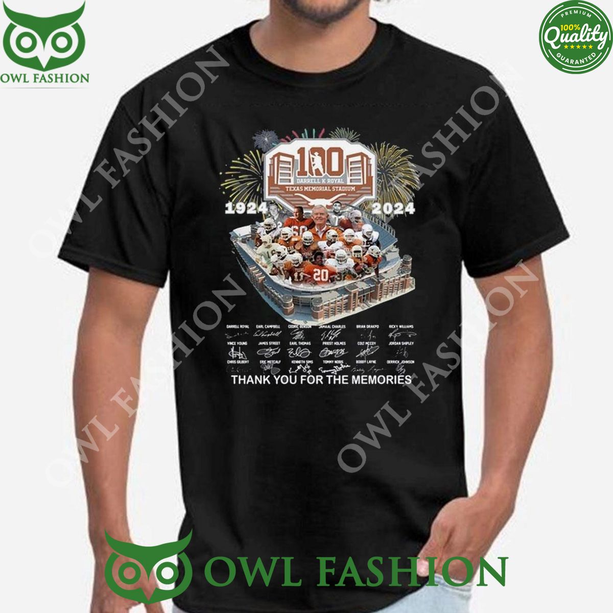 Texas Longhorns 1924 2024 100 Years Of The Memories - Adult & Kids T-Shirts, Sweatshirts & Hoodies apparel design preview 1