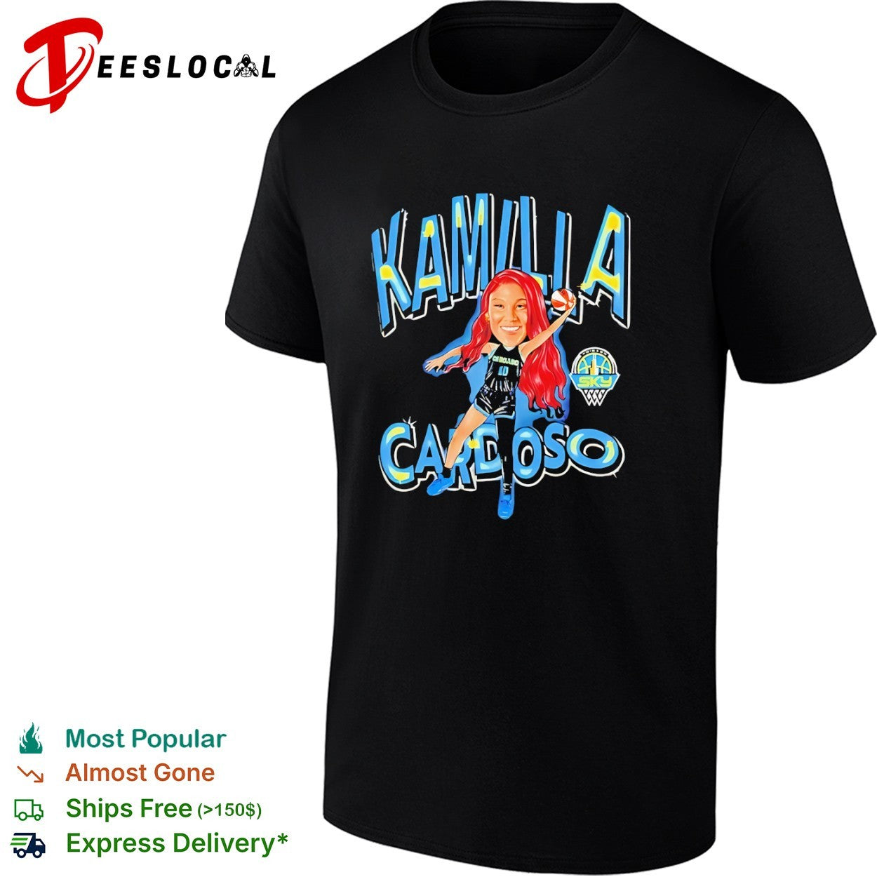 Kamilla Cardoso Chicago Sky WNBA Basketball - Adult & Kids T-Shirts, Sweatshirts & Hoodies apparel design preview 1
