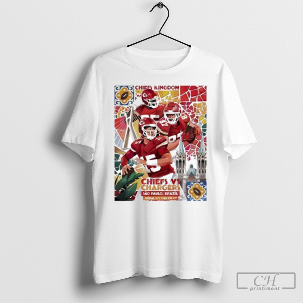 Kansas City Chiefs Vs Los Angeles Chargers Sao Paulo - Adult & Kids T-Shirts, Sweatshirts & Hoodies apparel design preview 1