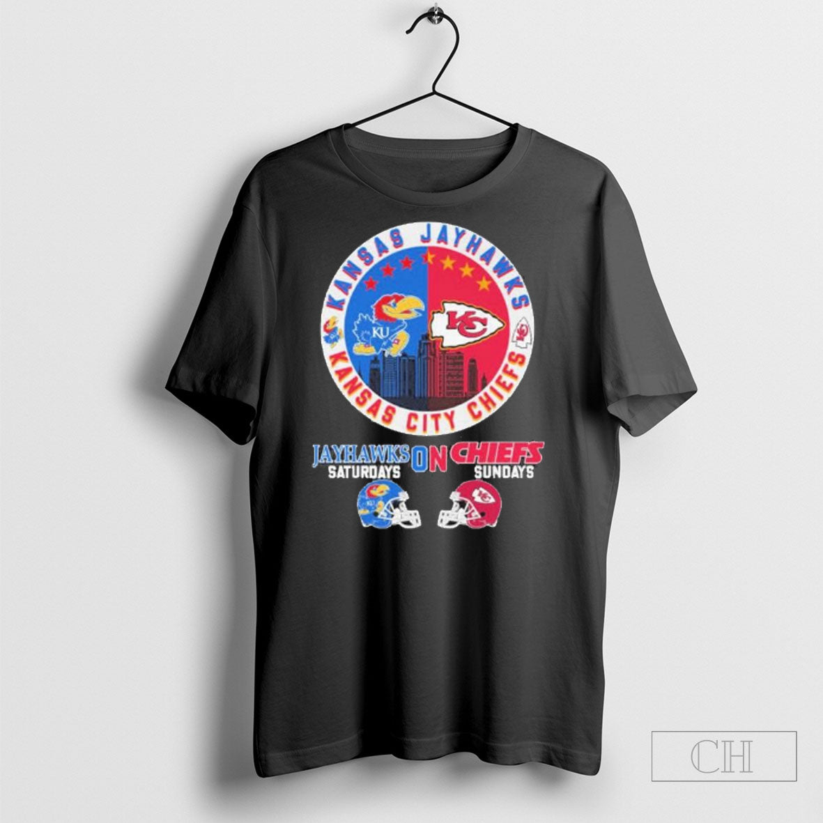 Kansas Jayhawks On Saturdays City Chiefs Sundays - Adult & Kids T-Shirts, Sweatshirts & Hoodies apparel design preview 1