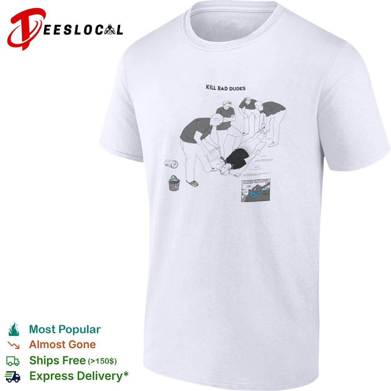 Kill bad dudes diagram waterboarding interrogation - Adult & Kids T-Shirts, Sweatshirts & Hoodies apparel design preview 1