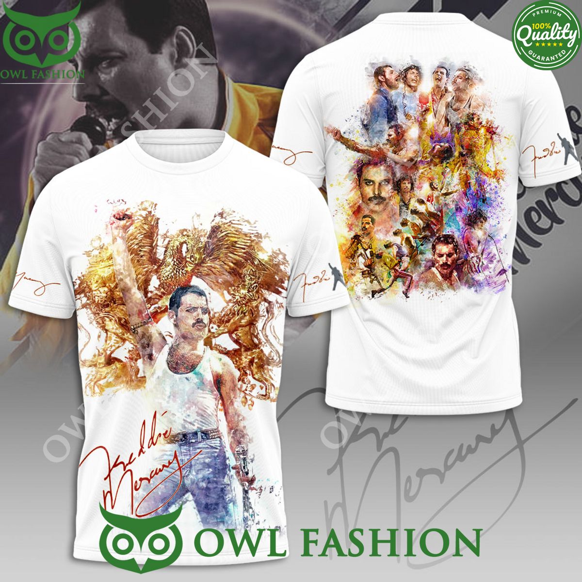 Freddie Mercury Gold Crown the Legend 3D - Adult & Kids T-Shirts, Sweatshirts & Hoodies apparel design preview 1
