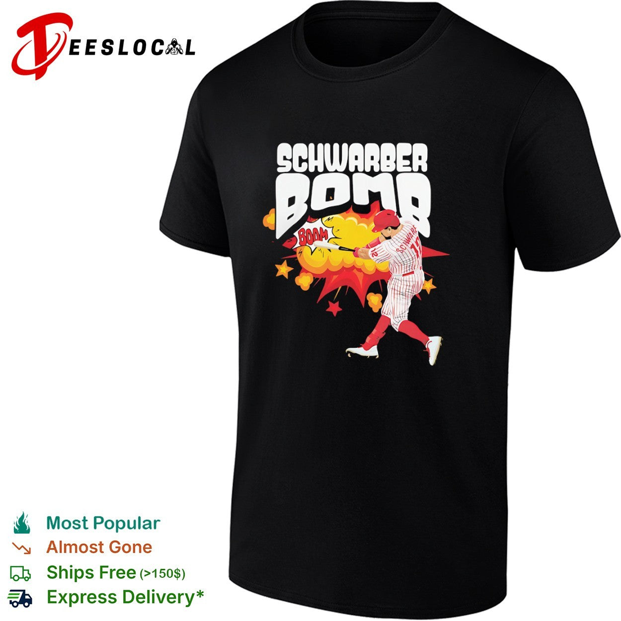 Kyle Schwarber Bomb Boom Philadelphia Phillies - Adult & Kids T-Shirts, Sweatshirts & Hoodies apparel design preview 1