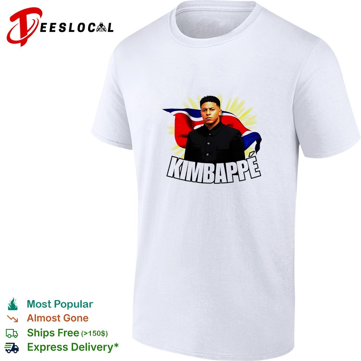 Kylian Mbappe Kim Jong Un North Korea Political - Adult & Kids T-Shirts, Sweatshirts & Hoodies apparel design preview 1
