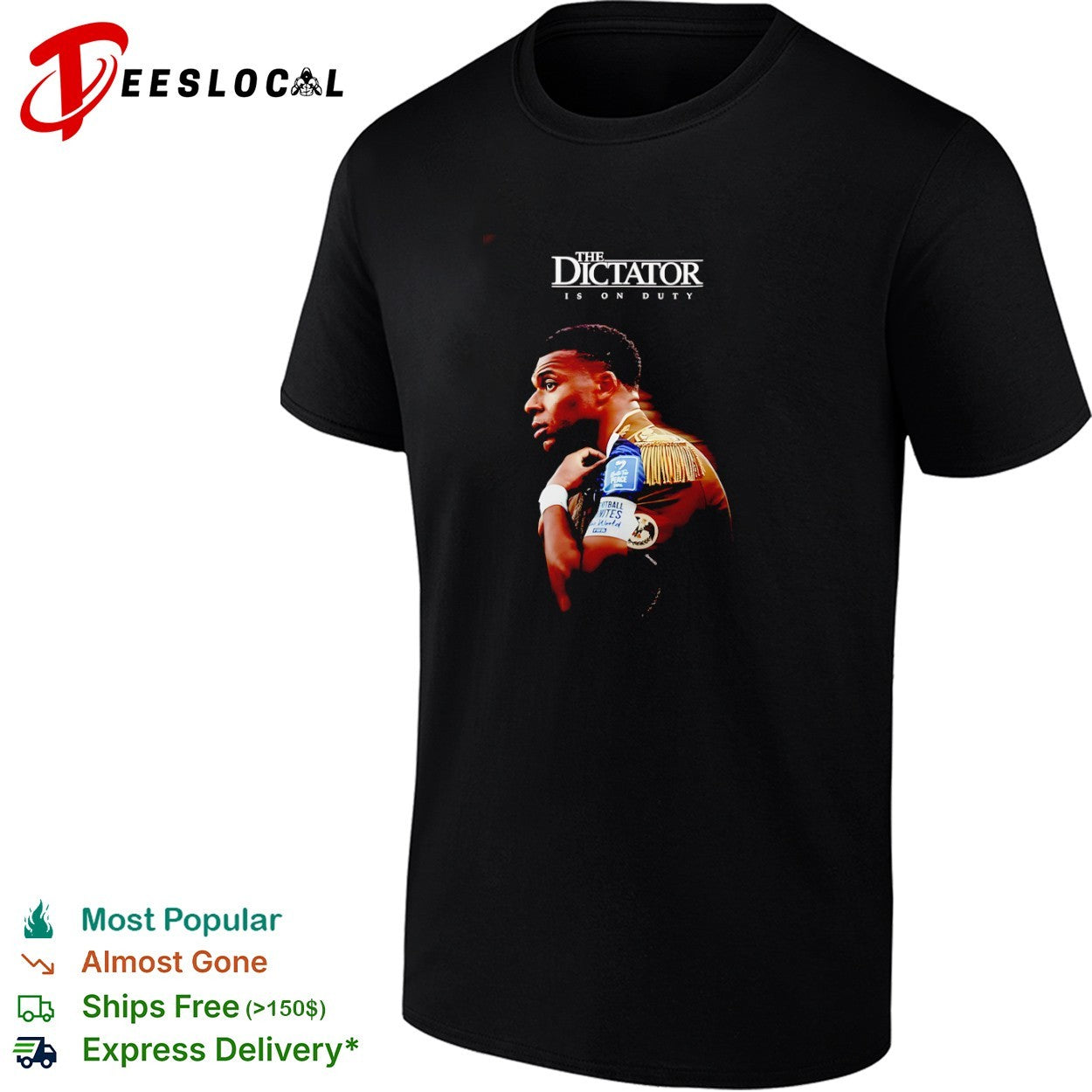 Kylian Mbappé The Dictator Is on Duty Football Unites - Adult & Kids T-Shirts, Sweatshirts & Hoodies apparel design preview 1