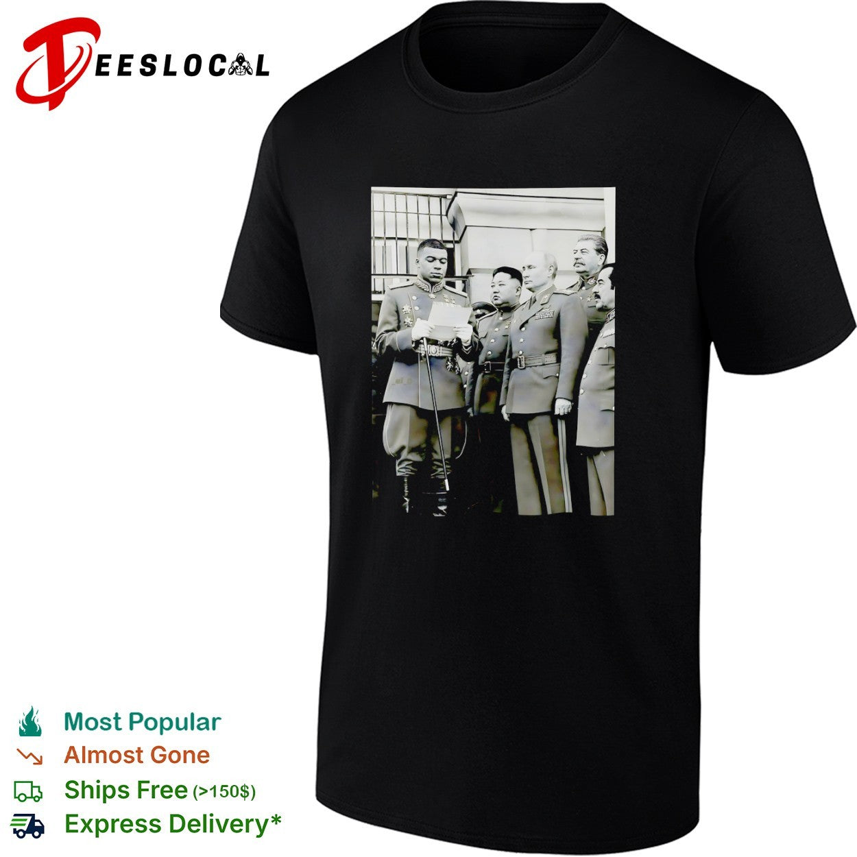 Kylian Mbappé with Kim Jong Un Vladimir Putin Joseph - Adult & Kids T-Shirts, Sweatshirts & Hoodies apparel design preview 1