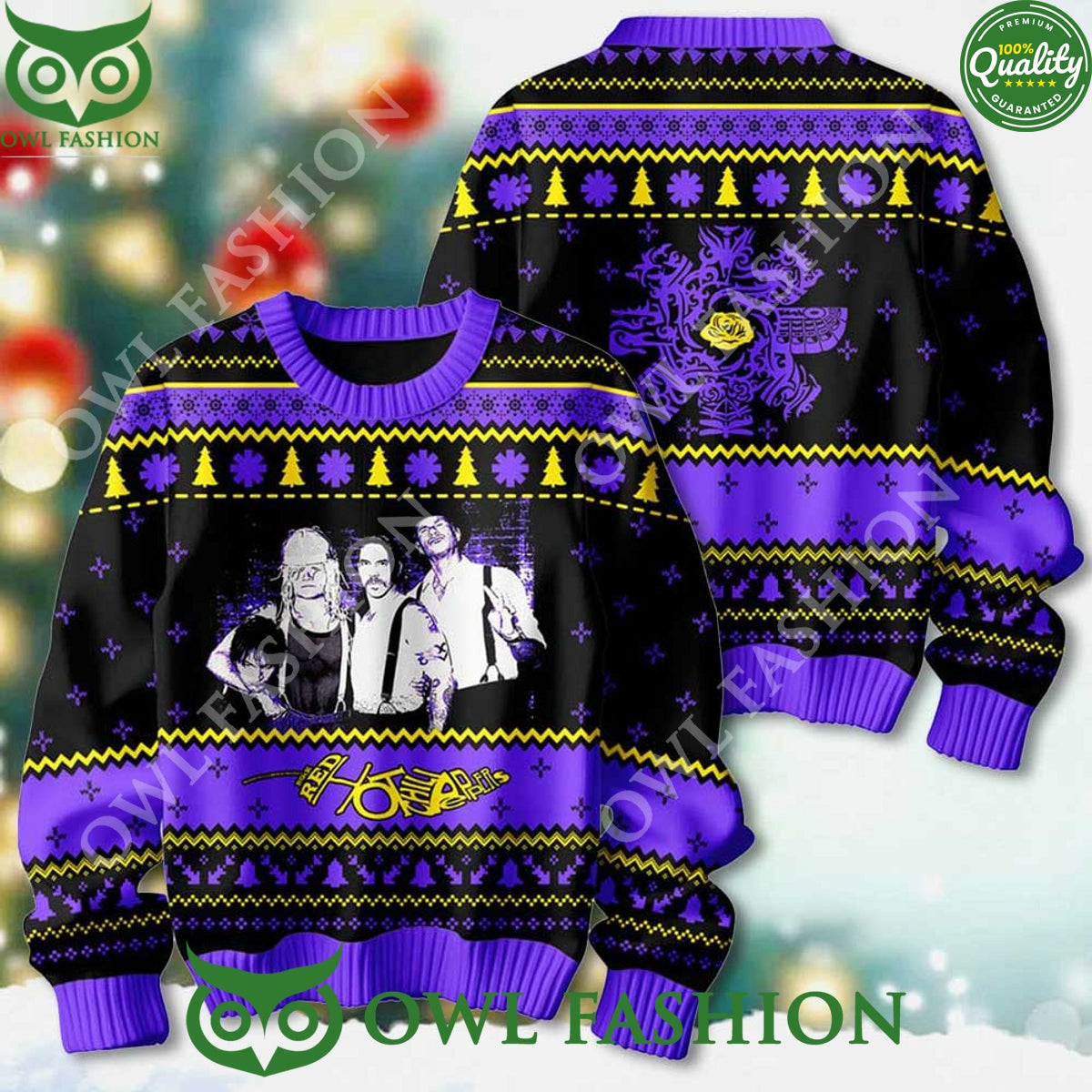 Red Hot Chili Peppers Winter Christmas 3D Ugly - Adult & Kids T-Shirts, Sweatshirts & Hoodies apparel design preview 1