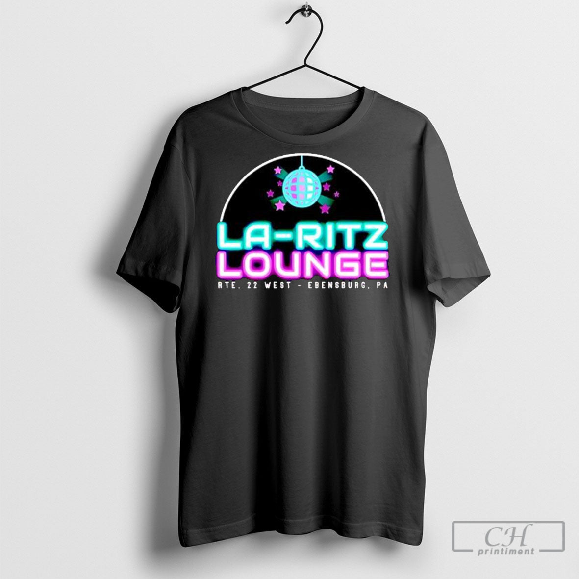 La Ritz Lounge Neon Disco Ball Ebensburg Pa Location - Adult & Kids T-Shirts, Sweatshirts & Hoodies apparel design preview 1