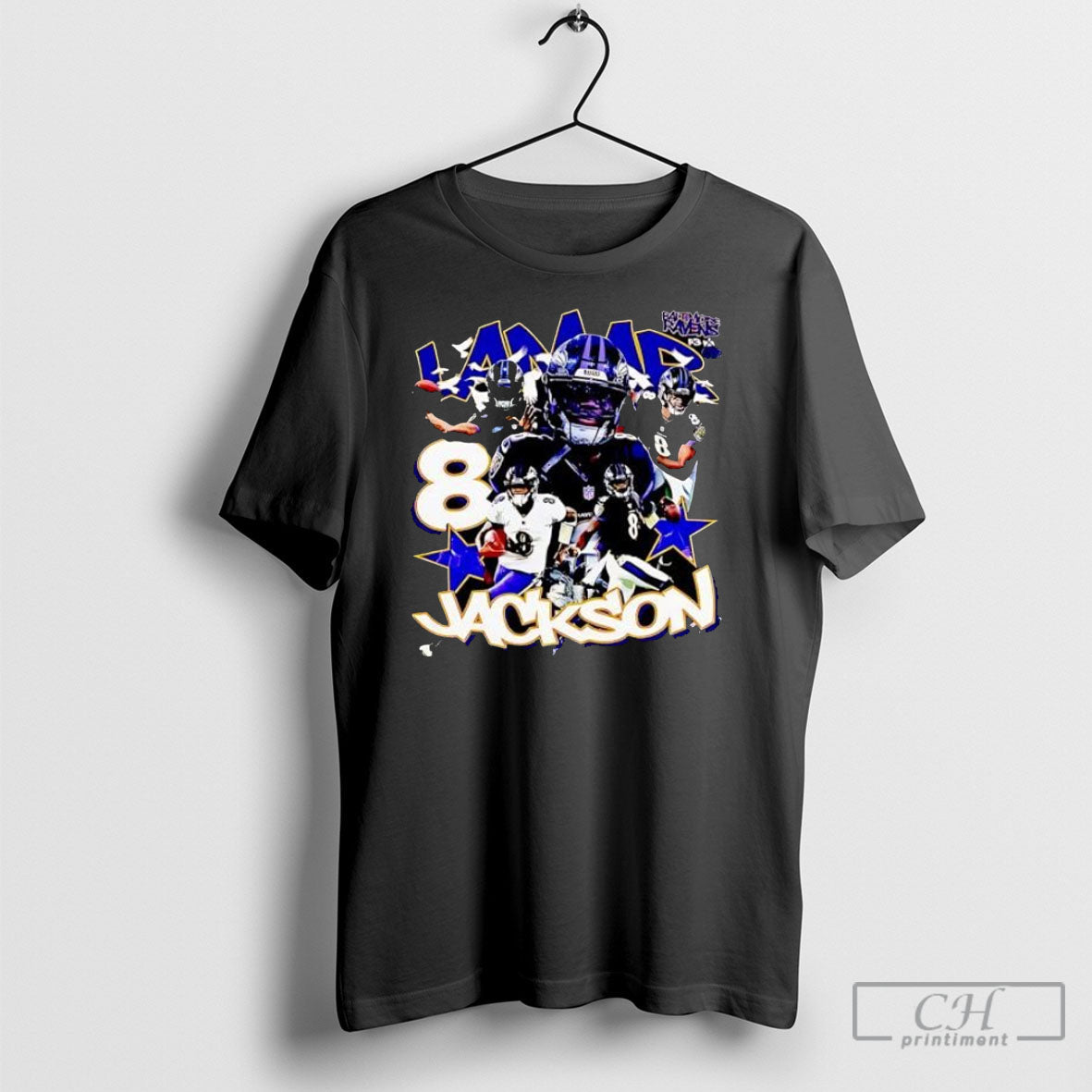 Lamar Jackson 8 Baltimore Ravens Qb Collage Football - Adult & Kids T-Shirts, Sweatshirts & Hoodies apparel design preview 1