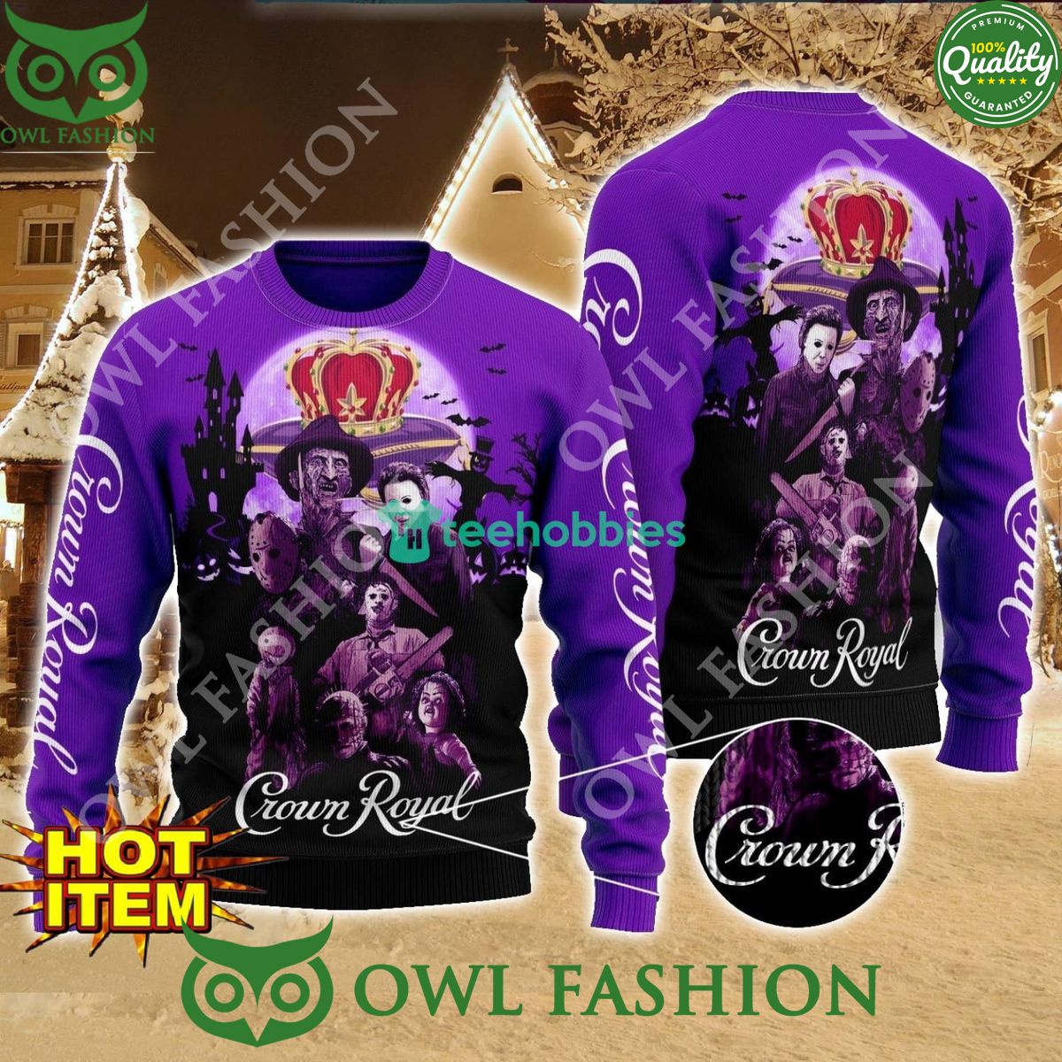 Crown Royal Whisky Horror Halloween Night 2024 Design - Adult & Kids T-Shirts, Sweatshirts & Hoodies apparel design preview 1