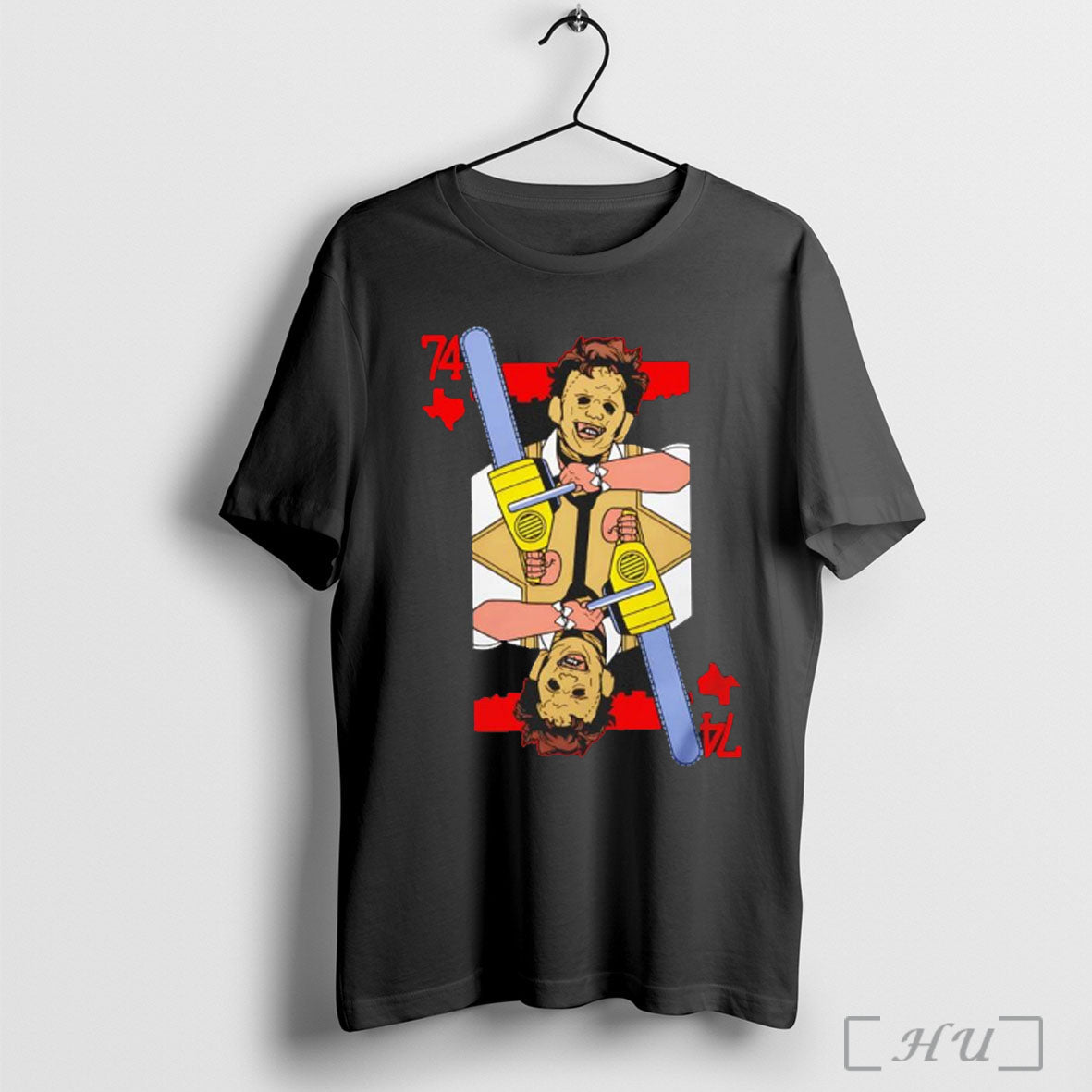 Leatherface 74 Halloween Character Card Style - Adult & Kids T-Shirts, Sweatshirts & Hoodies apparel design preview 1