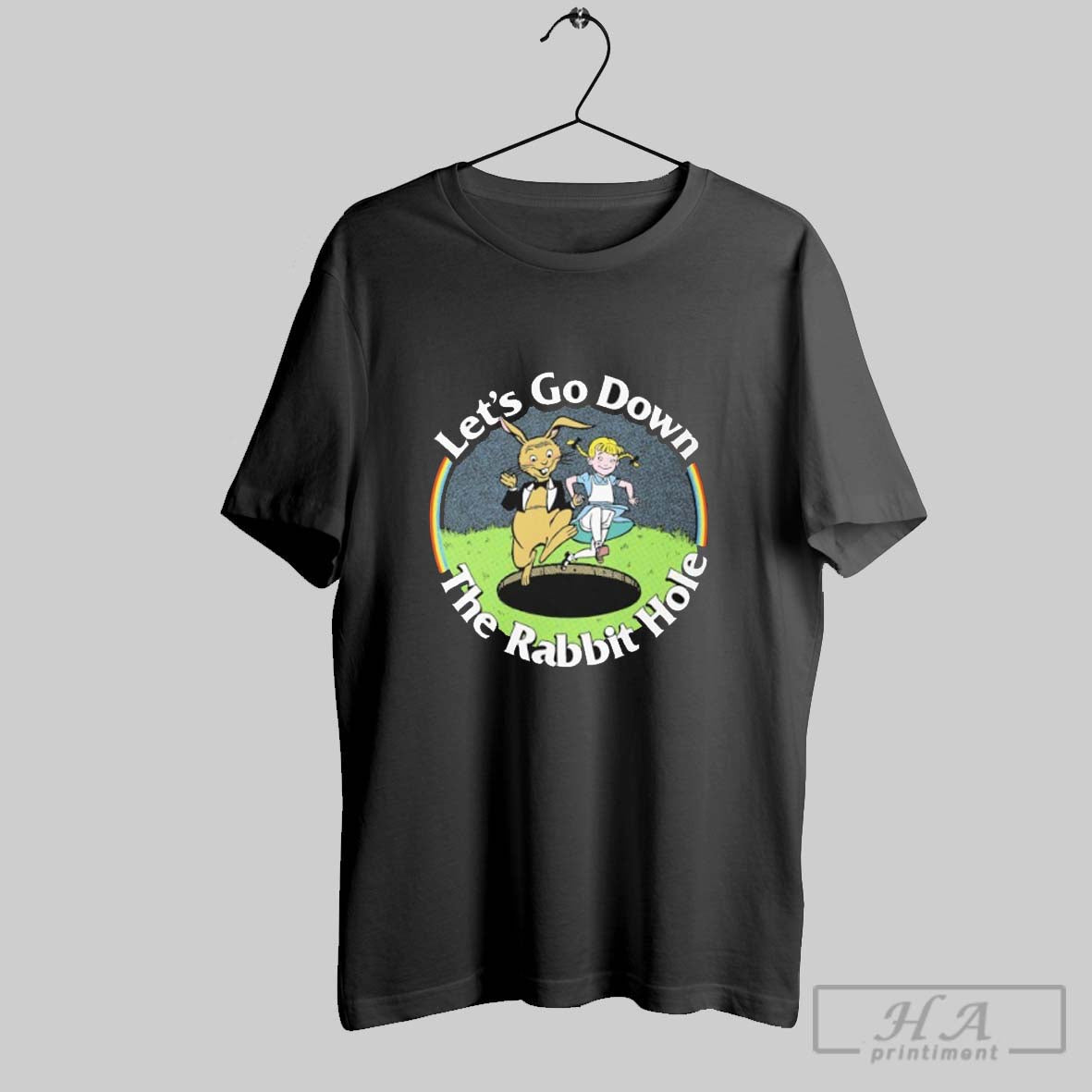Lets Go Down The Rabbit Hole - Adult & Kids T-Shirts, Sweatshirts & Hoodies apparel design preview 1