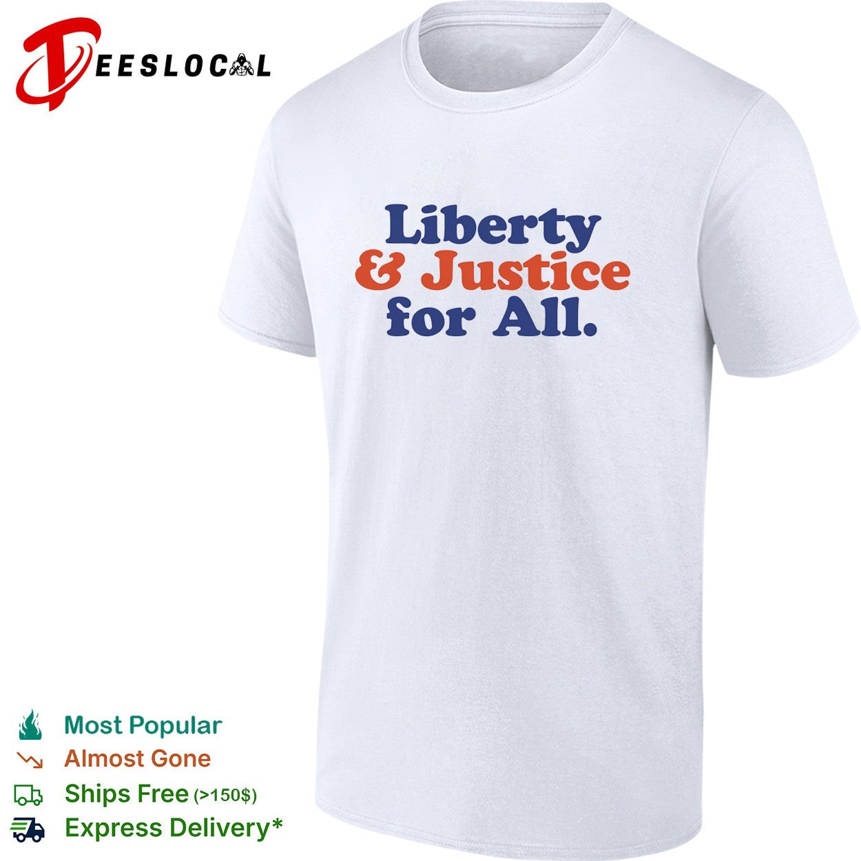 Liberty and Justice for All retro typography - Adult & Kids T-Shirts, Sweatshirts & Hoodies apparel design preview 1