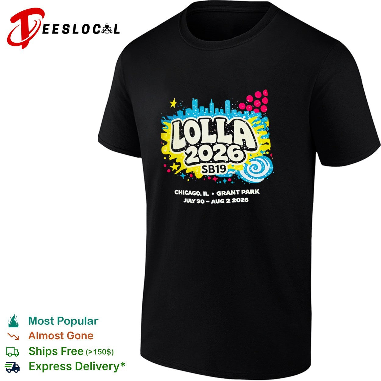 Lolla 2026 SB19 Chicago IL Grant Park July 30 Aug 2 - Adult & Kids T-Shirts, Sweatshirts & Hoodies apparel design preview 1