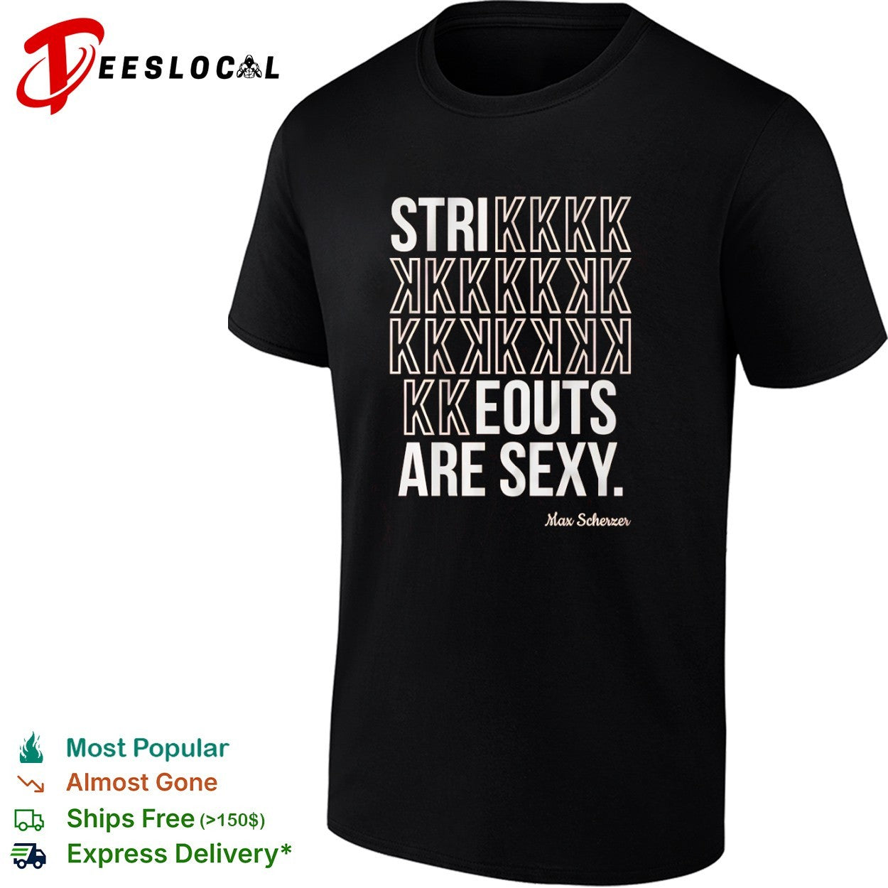 Max Scherzer strikeouts are sexy - Adult & Kids T-Shirts, Sweatshirts & Hoodies apparel design preview 1