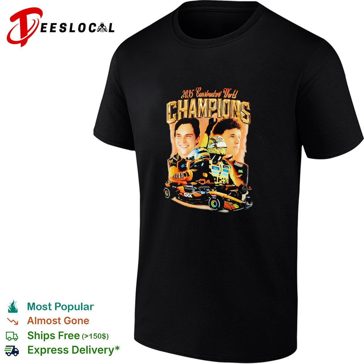 McLaren 2025 constructors' world champions Piastri - Adult & Kids T-Shirts, Sweatshirts & Hoodies apparel design preview 1