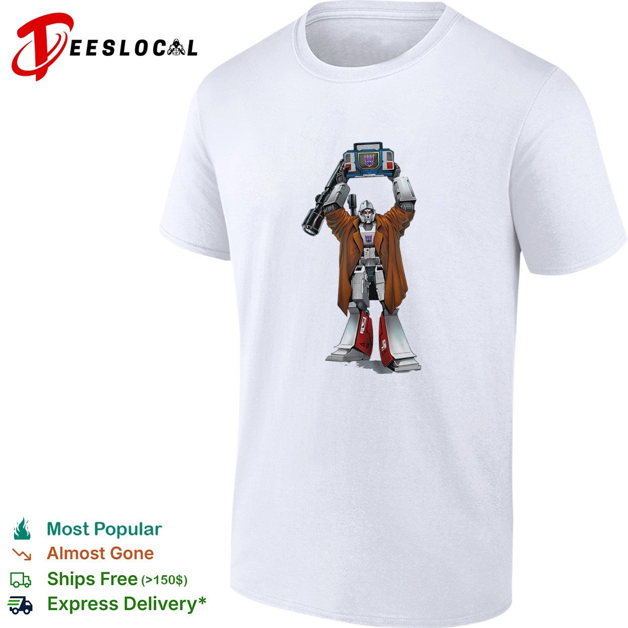 Megatron holding Soundwave Transformers 80s - Adult & Kids T-Shirts, Sweatshirts & Hoodies apparel design preview 1