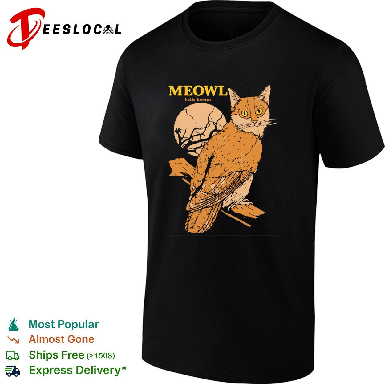 Meowl Felis hootus cat owl - Adult & Kids T-Shirts, Sweatshirts & Hoodies apparel design preview 1