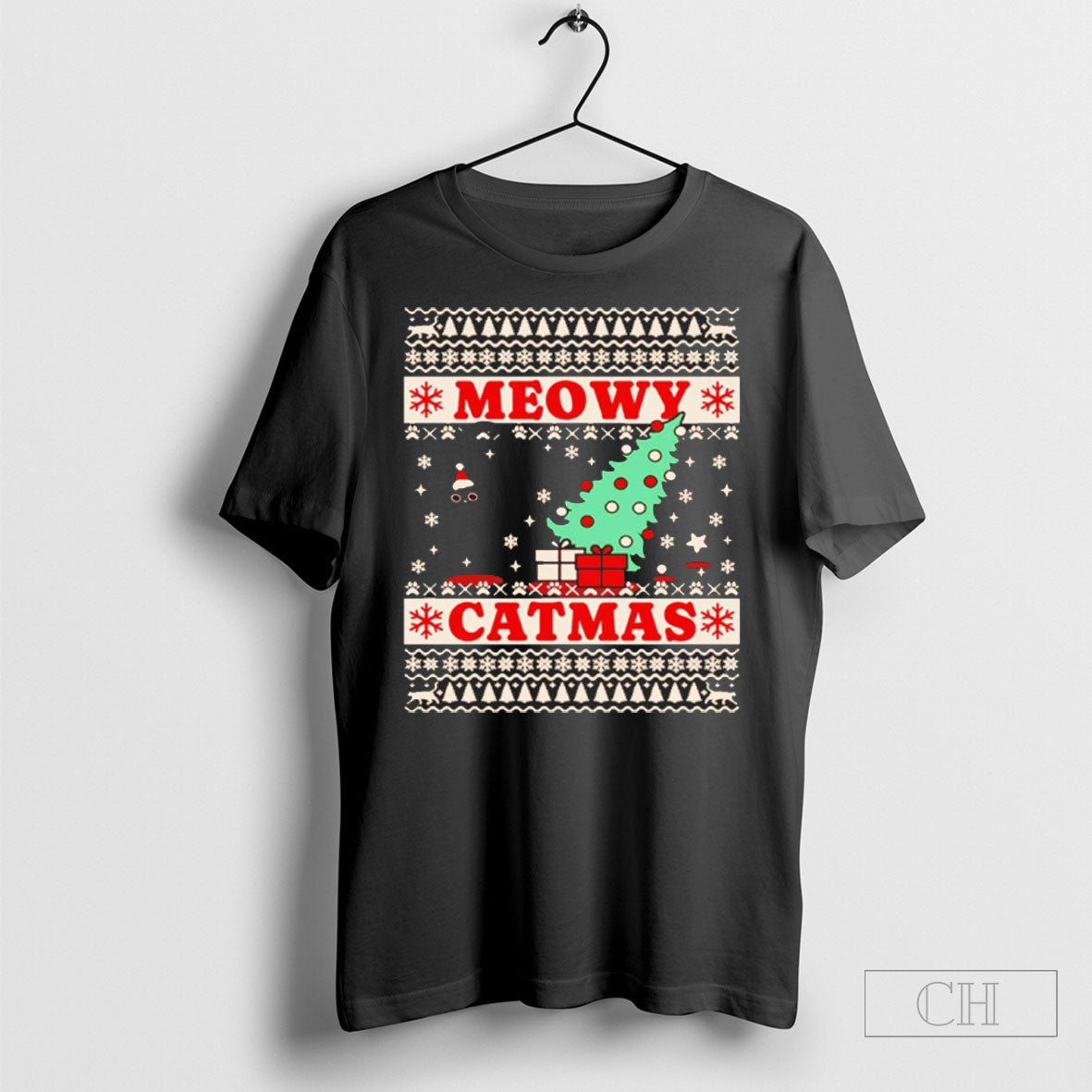 Meowy Catmas Christmas Ugly Sweat - Adult & Kids T-Shirts, Sweatshirts & Hoodies apparel design preview 1