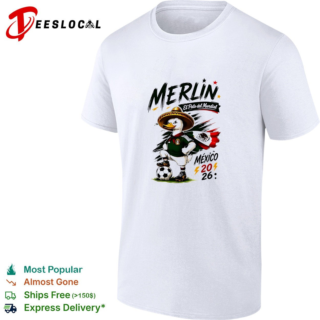 Merlin el pato del mundial Mexico 2026 duck mascot - Adult & Kids T-Shirts, Sweatshirts & Hoodies apparel design preview 1