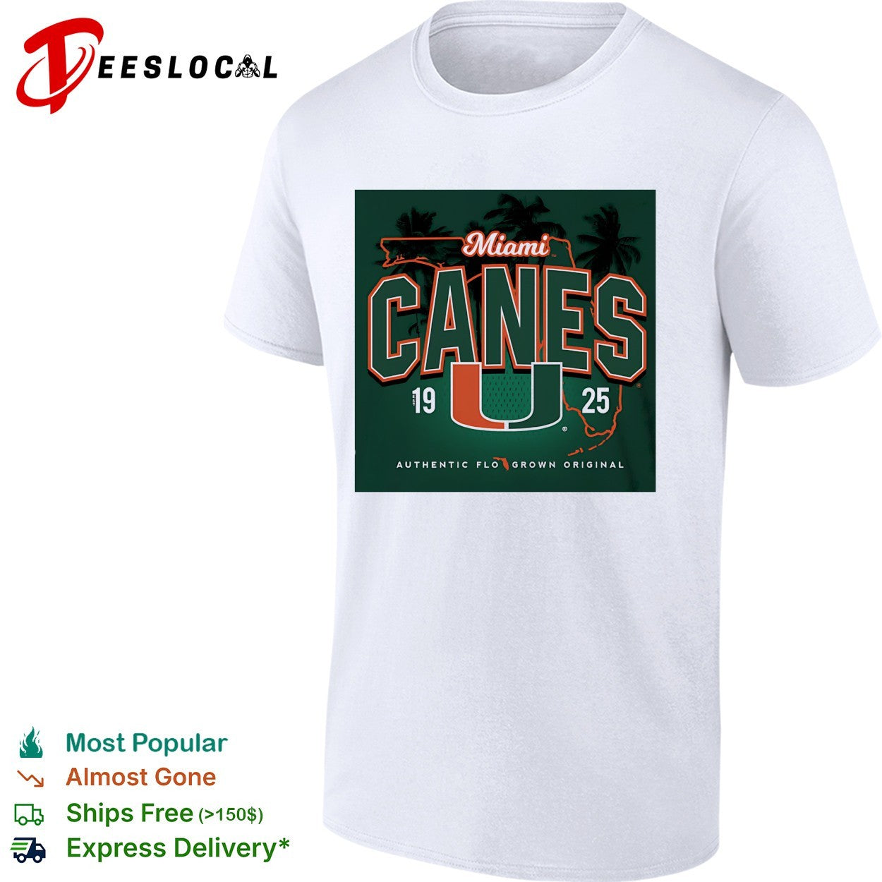 Miami Canes U logo palm trees - Adult & Kids T-Shirts, Sweatshirts & Hoodies apparel design preview 1