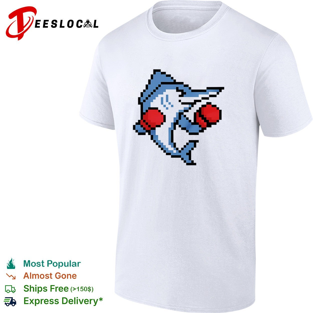 Miami Marlins 8 Bit Pixel Art Boxing Fish Retro - Adult & Kids T-Shirts, Sweatshirts & Hoodies apparel design preview 1