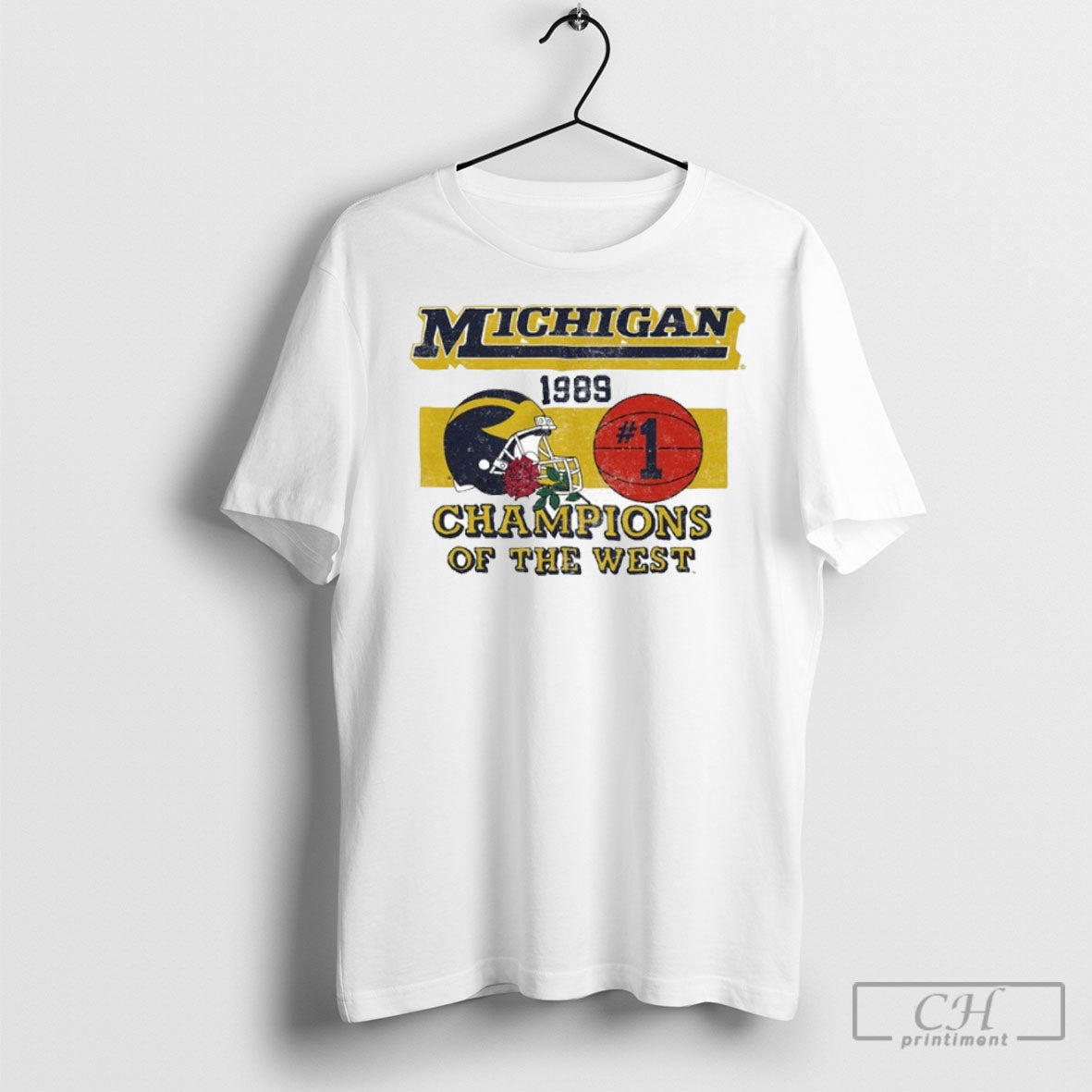 Michigan Football 1989 Champions Of The West - Adult & Kids T-Shirts, Sweatshirts & Hoodies apparel design preview 1