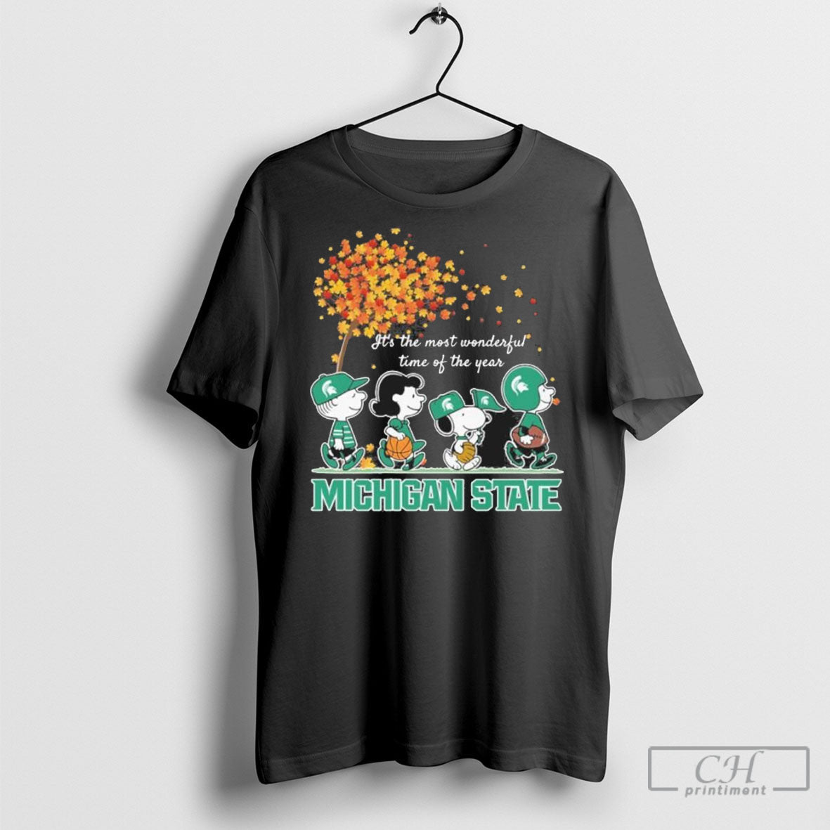 Michigan State Spartans And Peanuts Characters Its - Adult & Kids T-Shirts, Sweatshirts & Hoodies apparel design preview 1