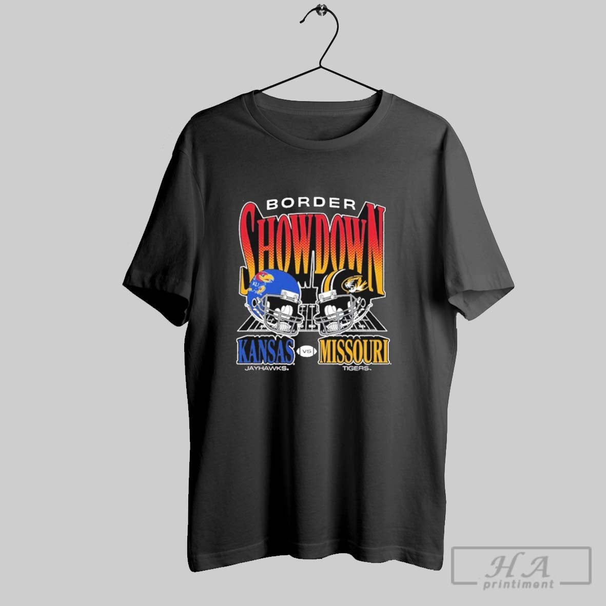 Missouri Tigers Kansas Jayhawks Border Showdown - Adult & Kids T-Shirts, Sweatshirts & Hoodies apparel design preview 1