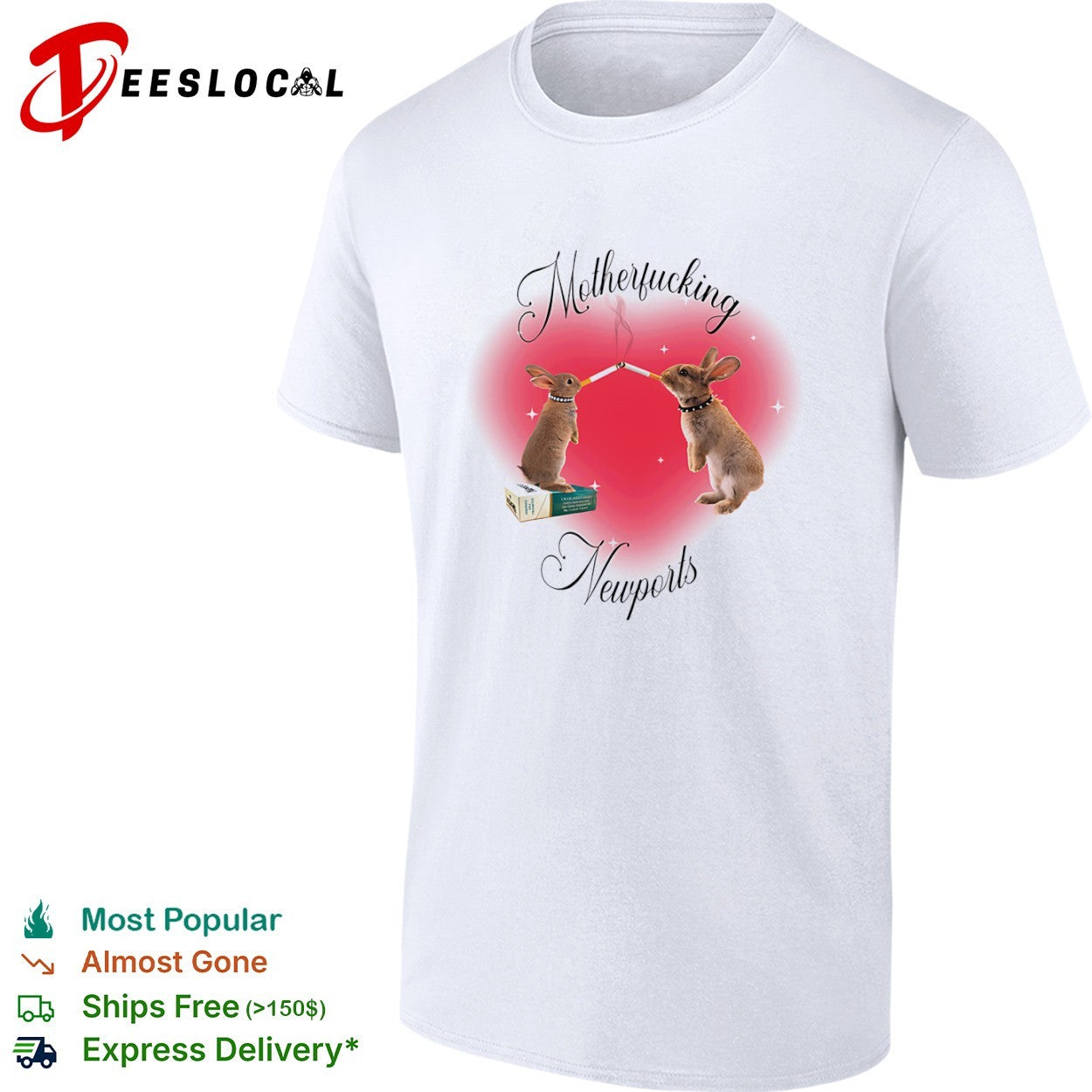 Motherfucking Newports Rabbit Smoking Cigarette - Adult & Kids T-Shirts, Sweatshirts & Hoodies apparel design preview 1