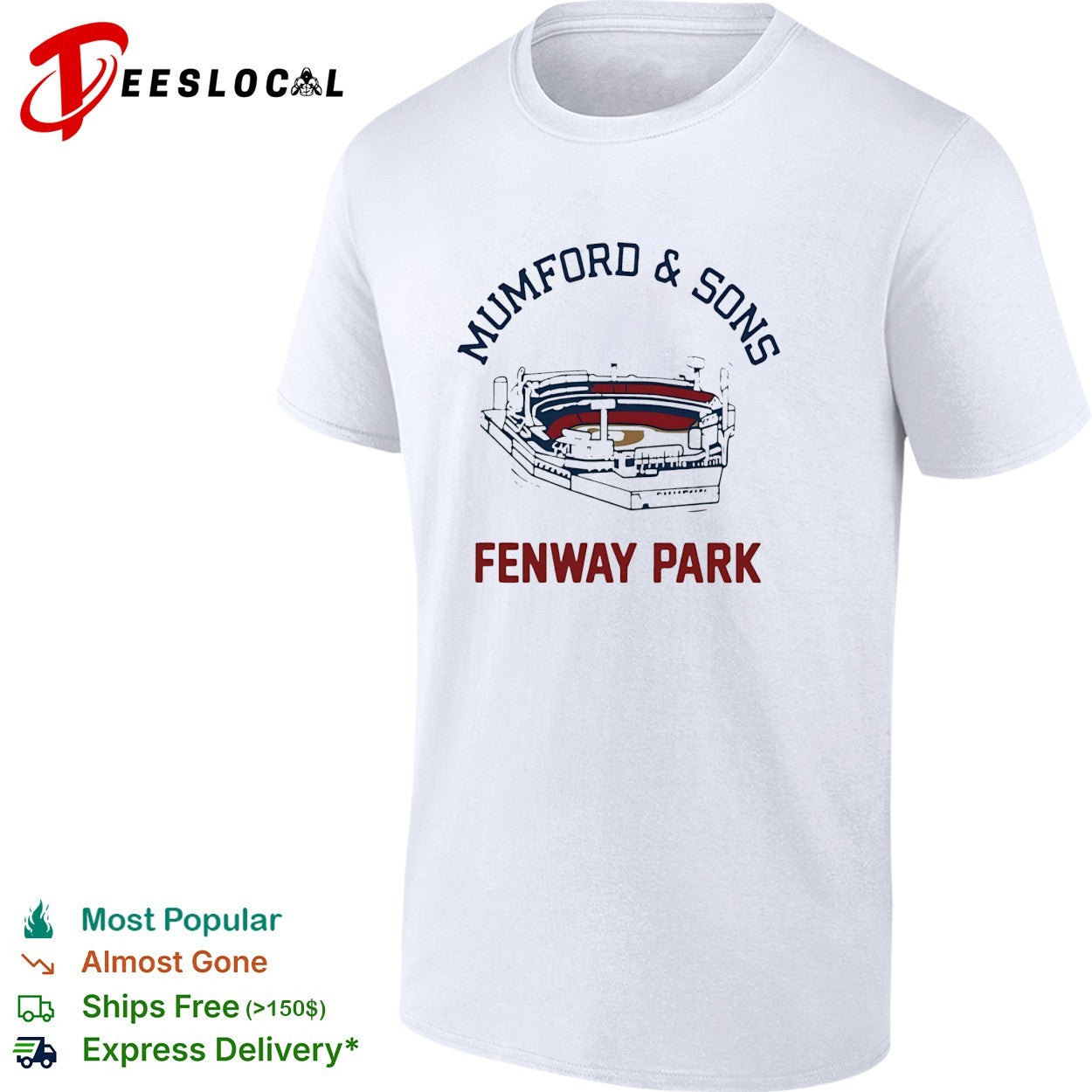 Mumford and Sons Fenway Park stadium - Adult & Kids T-Shirts, Sweatshirts & Hoodies apparel design preview 1