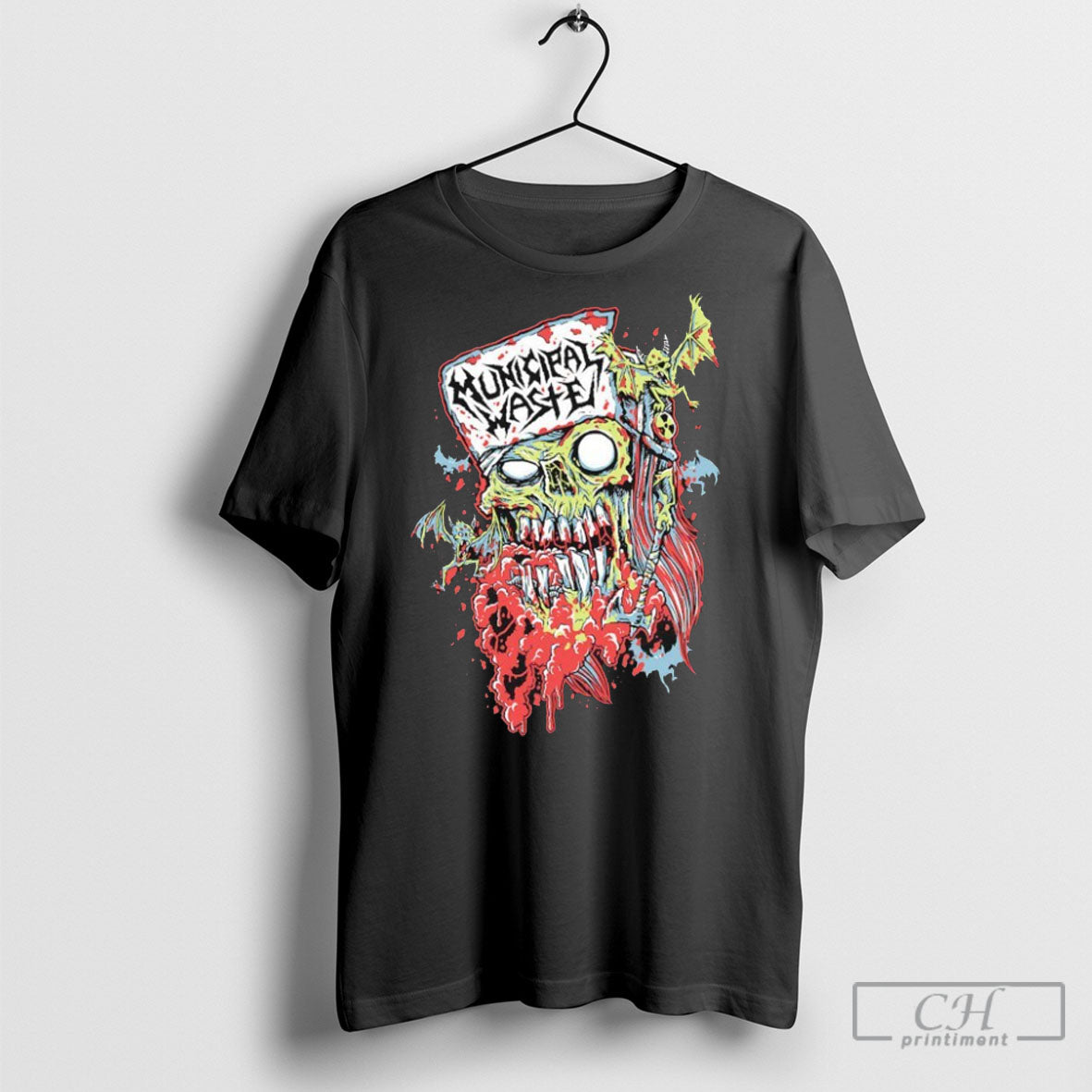 Municipal Waste Zombie Head Logo - Adult & Kids T-Shirts, Sweatshirts & Hoodies apparel design preview 1