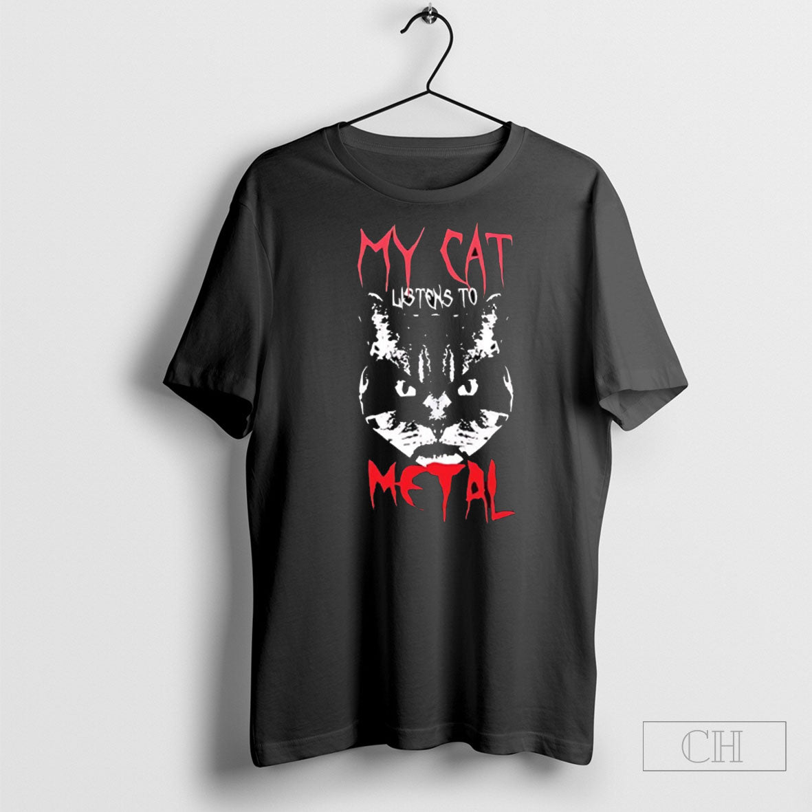 My Cat Listen To Metal - Adult & Kids T-Shirts, Sweatshirts & Hoodies apparel design preview 1