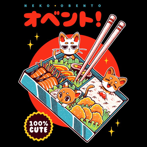 Neko Obento - Adult & Kids T-Shirts, Sweatshirts & Hoodies apparel design preview 1