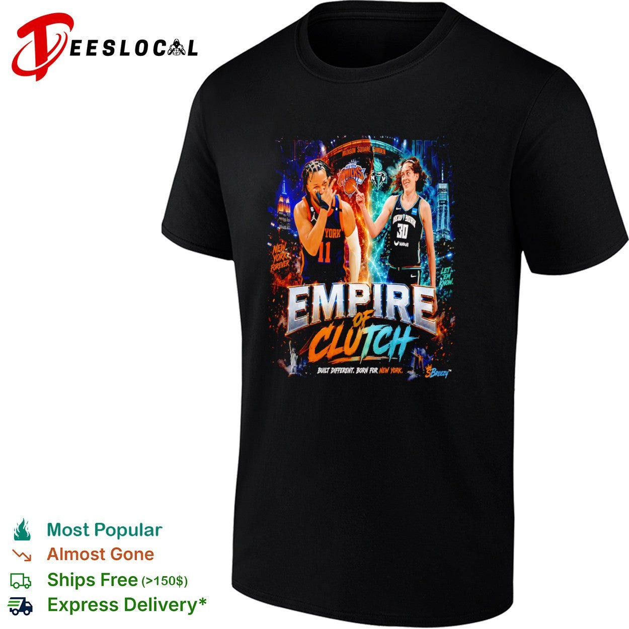 NY Knicks and Liberty Empire of Clutch Built - Adult & Kids T-Shirts, Sweatshirts & Hoodies apparel design preview 1