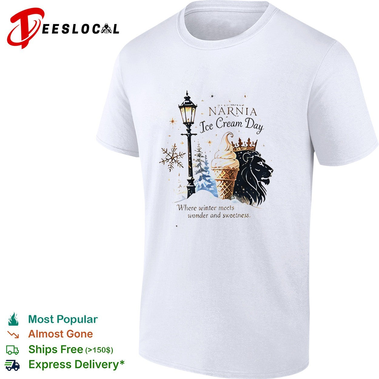 Narnia ice cream day where winter meets wonder and - Adult & Kids T-Shirts, Sweatshirts & Hoodies apparel design preview 1