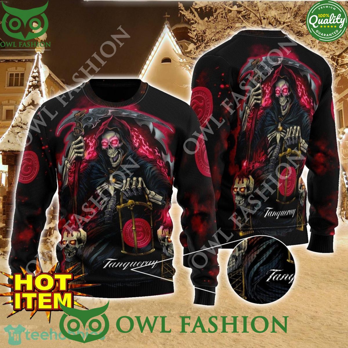Tanqueray Death Halloween AOP 3D Sweater - Adult & Kids T-Shirts, Sweatshirts & Hoodies apparel design preview 1
