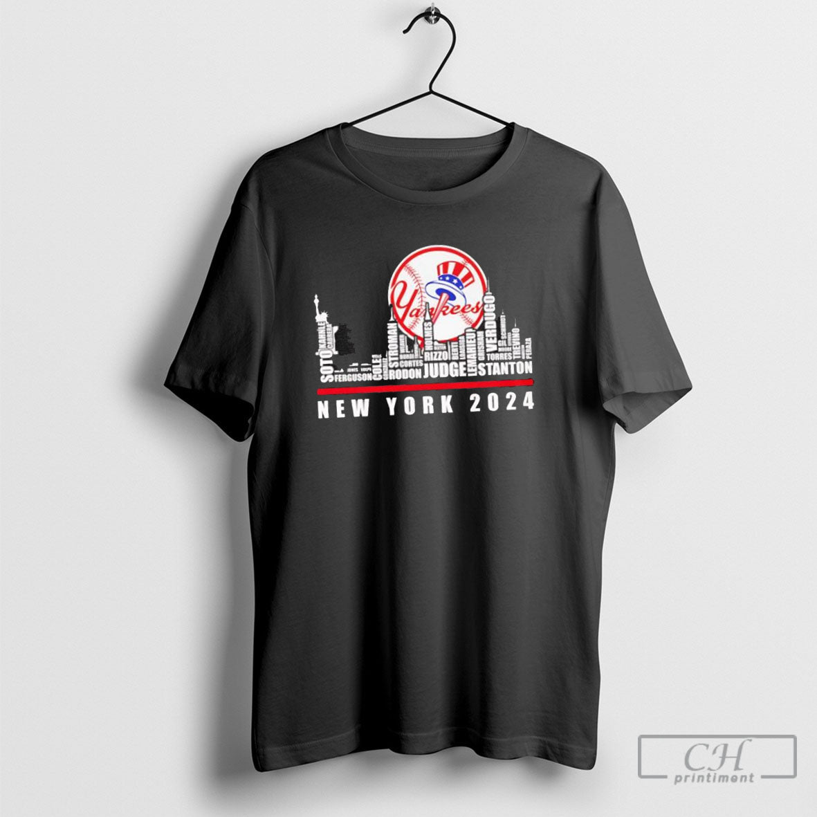 New York 2024 Skyline Baseball Players Names - Adult & Kids T-Shirts, Sweatshirts & Hoodies apparel design preview 1
