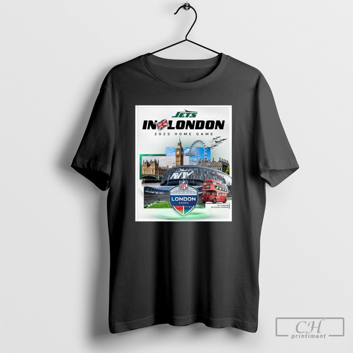 New York Jets In London 2025 Home Game - Adult & Kids T-Shirts, Sweatshirts & Hoodies apparel design preview 1