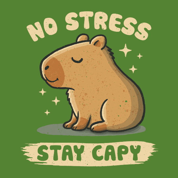 No Stress Stay Capy - Adult & Kids T-Shirts, Sweatshirts & Hoodies apparel design preview 1